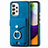 Samsung Galaxy A52 4G用シリコンケース ソフトタッチラバー レザー柄 カバー SD4 サムスン ネイビー