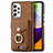Samsung Galaxy A52 4G用シリコンケース ソフトタッチラバー レザー柄 カバー SD4 サムスン ブラウン
