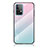 Samsung Galaxy A52 5G用ハイブリットバンパーケース プラスチック 鏡面 虹 グラデーション 勾配色 カバー LS1 サムスン シアン