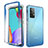 Samsung Galaxy A52 5G用前面と背面 360度 フルカバー 極薄ソフトケース シリコンケース 耐衝撃 全面保護 バンパー 勾配色 透明 サムスン ネイビー