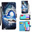 Samsung Galaxy A52s 5G用手帳型 レザーケース スタンド パターン カバー Y02B サムスン ミッドナイトネイビー