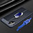 Samsung Galaxy A71 4G A715用シリコンケース ソフトタッチラバー レザー柄 アンド指輪 マグネット式 サムスン ネイビー