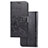 Samsung Galaxy A71 4G A715用手帳型 レザーケース スタンド 花 カバー サムスン ブラック