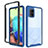 Samsung Galaxy A71 4G A715用360度 フルカバー ハイブリットバンパーケース クリア透明 プラスチック カバー ZJ3 サムスン ネイビー