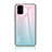 Samsung Galaxy A71 4G A715用ハイブリットバンパーケース プラスチック 鏡面 虹 グラデーション 勾配色 カバー LS1 サムスン シアン
