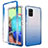 Samsung Galaxy A71 4G A715用前面と背面 360度 フルカバー 極薄ソフトケース シリコンケース 耐衝撃 全面保護 バンパー 勾配色 透明 サムスン ネイビー