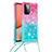 Samsung Galaxy A72 4G用シリコンケース ソフトタッチラバー ブリンブリン カバー 携帯ストラップ S01 サムスン ピンク