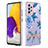 Samsung Galaxy A72 4G用シリコンケース ソフトタッチラバー バタフライ パターン カバー Y06B サムスン ネイビー