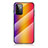 Samsung Galaxy A72 4G用ハイブリットバンパーケース プラスチック 鏡面 虹 グラデーション 勾配色 カバー LS2 サムスン オレンジ