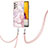 Samsung Galaxy A72 5G用シリコンケース ソフトタッチラバー バタフライ パターン カバー 携帯ストラップ Y05B サムスン ピンク
