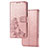 Samsung Galaxy A72 5G用手帳型 レザーケース スタンド 花 カバー サムスン ピンク