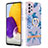 Samsung Galaxy A73 5G用シリコンケース ソフトタッチラバー バタフライ パターン カバー アンド指輪 Y06B サムスン ネイビー