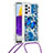 Samsung Galaxy A73 5G用シリコンケース ソフトタッチラバー ブリンブリン カバー 携帯ストラップ S02 サムスン ネイビー
