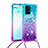 Samsung Galaxy A91用シリコンケース ソフトタッチラバー ブリンブリン カバー 携帯ストラップ S01 サムスン ブルー