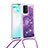 Samsung Galaxy A91用シリコンケース ソフトタッチラバー ブリンブリン カバー 携帯ストラップ S03 サムスン パープル