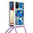 Samsung Galaxy F02S SM-E025F用シリコンケース ソフトタッチラバー ブリンブリン カバー 携帯ストラップ S02 サムスン ネイビー