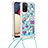 Samsung Galaxy F02S SM-E025F用シリコンケース ソフトタッチラバー ブリンブリン カバー 携帯ストラップ S02 サムスン ブルー