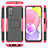 Samsung Galaxy F02S SM-E025F用ハイブリットバンパーケース スタンド プラスチック 兼シリコーン カバー JX5 サムスン ローズレッド