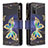 Samsung Galaxy F02S SM-E025F用手帳型 レザーケース スタンド パターン カバー B04F サムスン ブラック