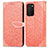 Samsung Galaxy F02S SM-E025F用手帳型 レザーケース スタンド パターン カバー S04D サムスン オレンジ