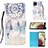 Samsung Galaxy F12用手帳型 レザーケース スタンド パターン カバー Y03B サムスン ライトブルー