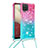 Samsung Galaxy F12用シリコンケース ソフトタッチラバー ブリンブリン カバー 携帯ストラップ S01 サムスン ピンク