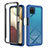 Samsung Galaxy F12用360度 フルカバー ハイブリットバンパーケース クリア透明 プラスチック カバー ZJ1 サムスン ネイビー