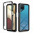 Samsung Galaxy F12用360度 フルカバー ハイブリットバンパーケース クリア透明 プラスチック カバー ZJ1 サムスン ブラック