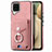 Samsung Galaxy F12用シリコンケース ソフトタッチラバー レザー柄 カバー SD4 サムスン ピンク
