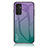Samsung Galaxy F13 4G用ハイブリットバンパーケース プラスチック 鏡面 虹 グラデーション 勾配色 カバー LS1 サムスン マルチカラー