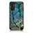 Samsung Galaxy F13 4G用ハイブリットバンパーケース プラスチック パターン 鏡面 カバー サムスン ネイビー