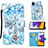 Samsung Galaxy F42 5G用手帳型 レザーケース スタンド パターン カバー Y02B サムスン ライトブルー