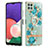 Samsung Galaxy F42 5G用シリコンケース ソフトタッチラバー バタフライ パターン カバー アンド指輪 Y06B サムスン シアン