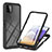 Samsung Galaxy F42 5G用360度 フルカバー ハイブリットバンパーケース クリア透明 プラスチック カバー ZJ2 サムスン ブラック