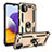 Samsung Galaxy F42 5G用ハイブリットバンパーケース プラスチック アンド指輪 マグネット式 MQ3 サムスン ゴールド