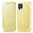 Samsung Galaxy F62 5G用手帳型 レザーケース スタンド パターン カバー S01D サムスン ゴールド