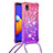 Samsung Galaxy M01 Core用シリコンケース ソフトタッチラバー ブリンブリン カバー 携帯ストラップ S01 サムスン ローズレッド
