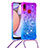 Samsung Galaxy M01s用シリコンケース ソフトタッチラバー ブリンブリン カバー 携帯ストラップ S01 サムスン パープル