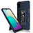 Samsung Galaxy M02用ハイブリットバンパーケース スタンド プラスチック 兼シリコーン カバー マグネット式 MQ1 サムスン ネイビー