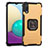 Samsung Galaxy M02用ハイブリットバンパーケース プラスチック アンド指輪 マグネット式 ZJ1 サムスン ゴールド