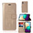 Samsung Galaxy M02用手帳型 レザーケース スタンド パターン カバー JX1 サムスン ゴールド