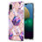 Samsung Galaxy M02用シリコンケース ソフトタッチラバー バタフライ パターン カバー Y01B サムスン ラベンダー