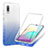 Samsung Galaxy M02用前面と背面 360度 フルカバー 極薄ソフトケース シリコンケース 耐衝撃 全面保護 バンパー 勾配色 透明 サムスン ネイビー