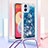 Samsung Galaxy M04用シリコンケース ソフトタッチラバー ブリンブリン カバー 携帯ストラップ YB3 サムスン ネイビー