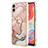 Samsung Galaxy M04用シリコンケース ソフトタッチラバー バタフライ パターン カバー アンド指輪 YB1 サムスン ピンク