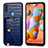 Samsung Galaxy M11用ケース 高級感 手触り良いレザー柄 S01D サムスン ネイビー