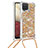 Samsung Galaxy M12用シリコンケース ソフトタッチラバー ブリンブリン カバー 携帯ストラップ S03 サムスン ゴールド