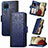 Samsung Galaxy M12用手帳型 レザーケース スタンド カバー S03D サムスン ネイビー
