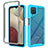 Samsung Galaxy M12用360度 フルカバー ハイブリットバンパーケース クリア透明 プラスチック カバー ZJ3 サムスン ブルー