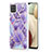 Samsung Galaxy M12用シリコンケース ソフトタッチラバー バタフライ パターン カバー Y01B サムスン パープル